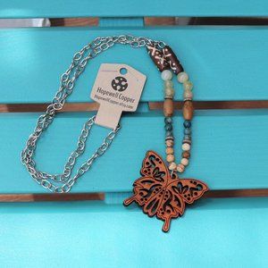 Unique Swallowtail Butterfly Long Beaded Necklace